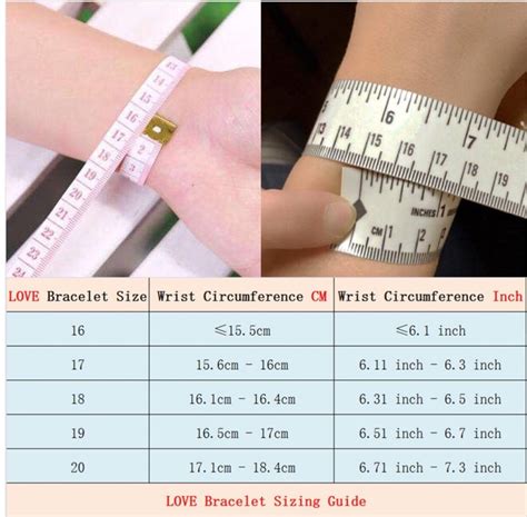 cartier love bracelet size chart